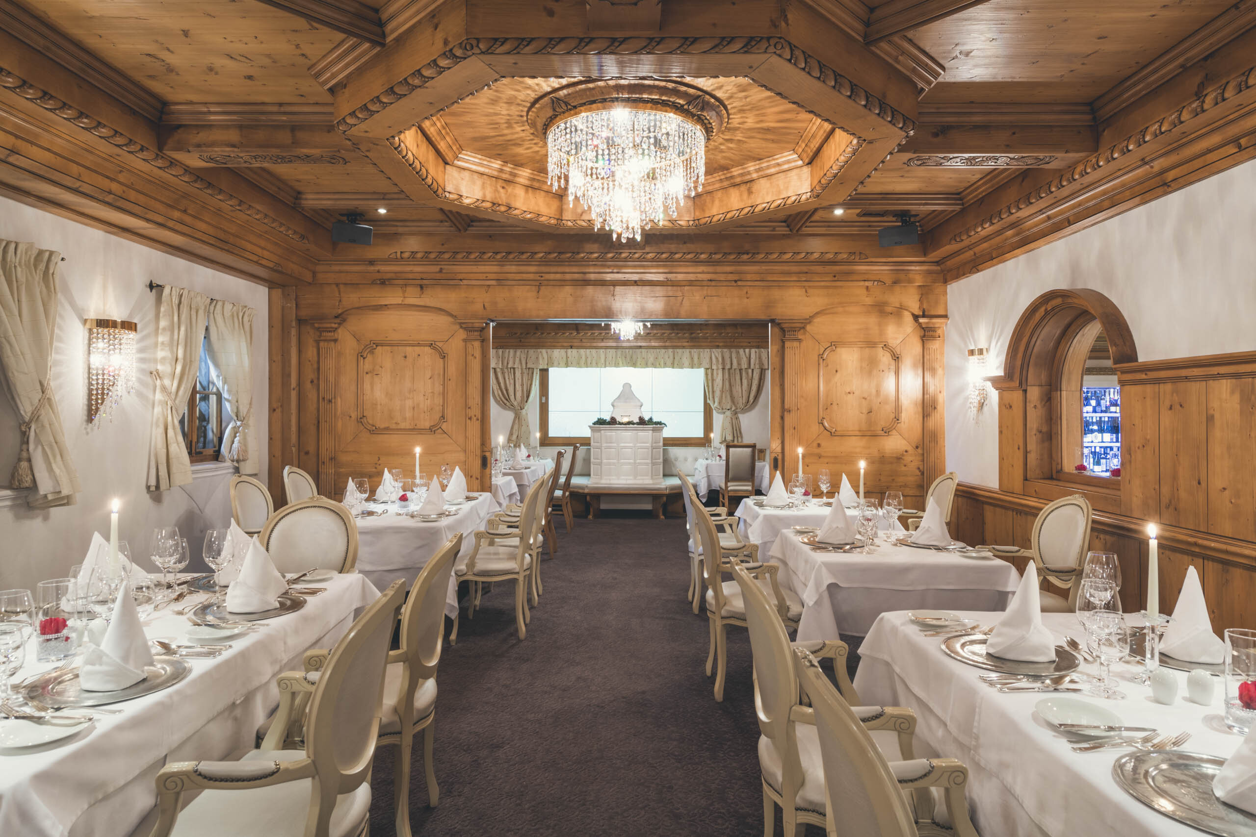 Der Speisesaal des Schlosshotels Ischgl