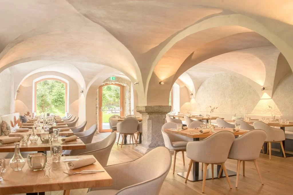 Der Speisesaal des Hotels Hirschentenne